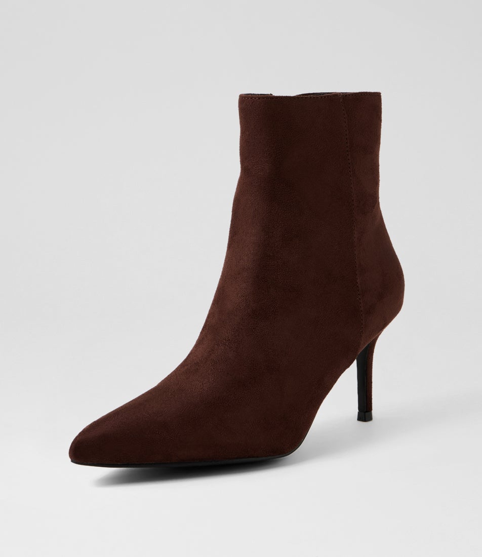 Beth Chocolate Brown Microsuede Ankle Boots