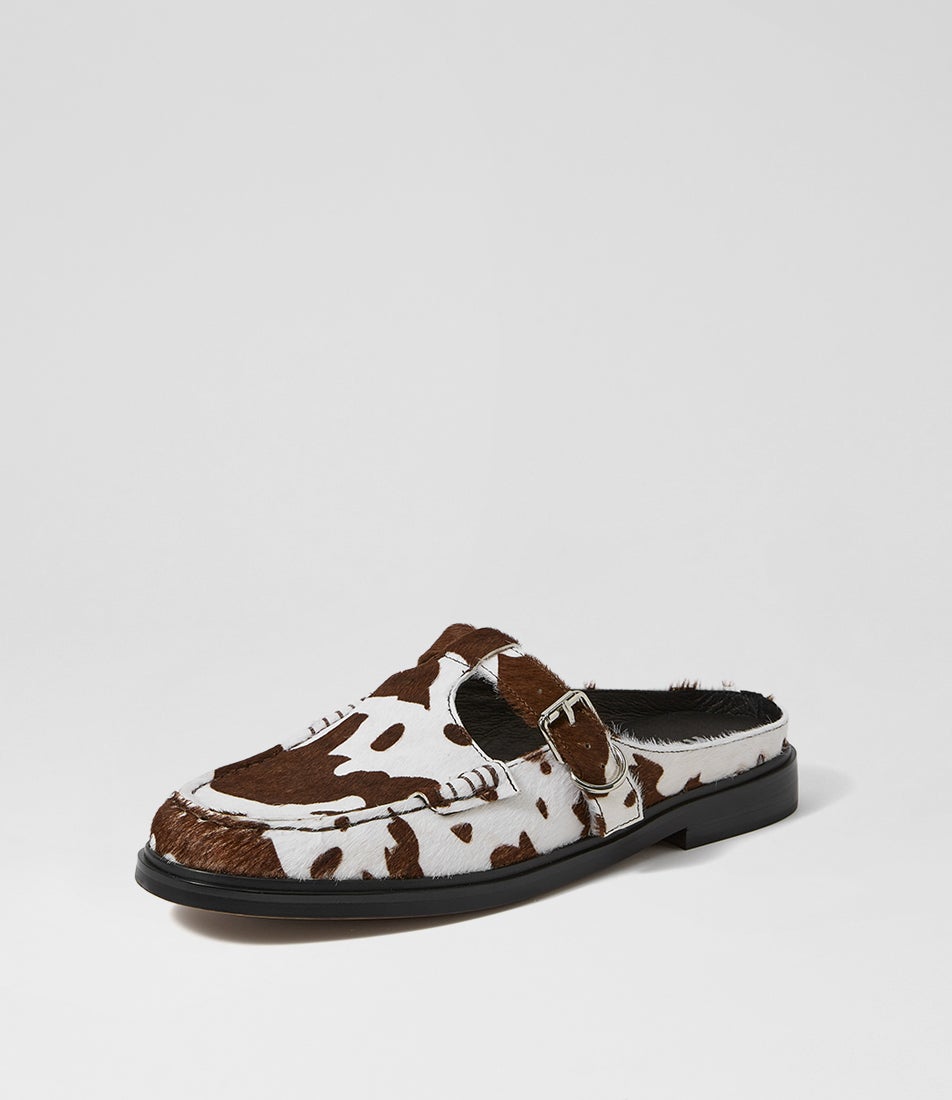 Gemir Brown Cow Pony Flat Shoes