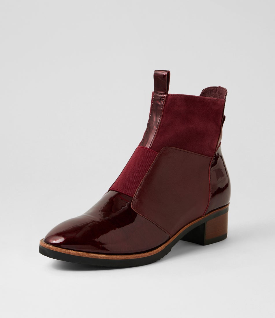 Traigs Burgundy Mix Ankle Boots