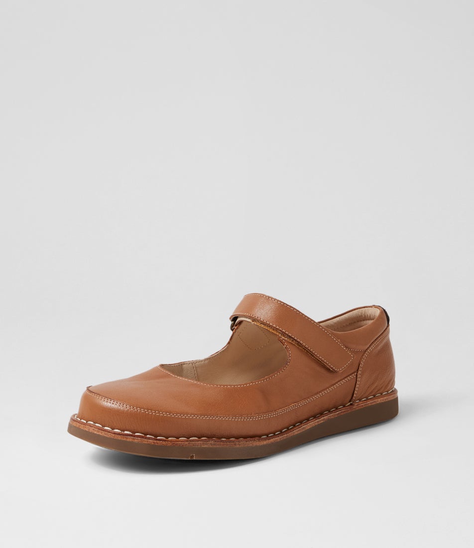 Odessa Dark Tan Leather Mary Janes