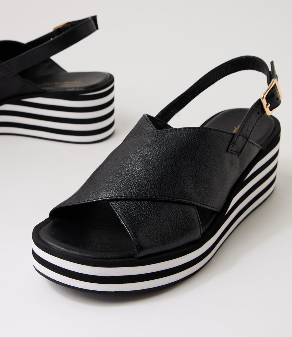 Farise Black Leather Sandals