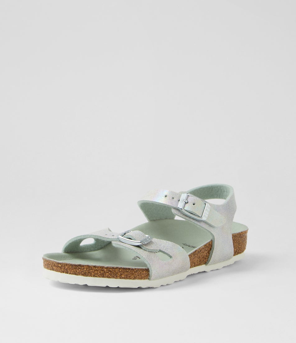Rio Kids Jnr Iridescent Matcha Microfibre Slides