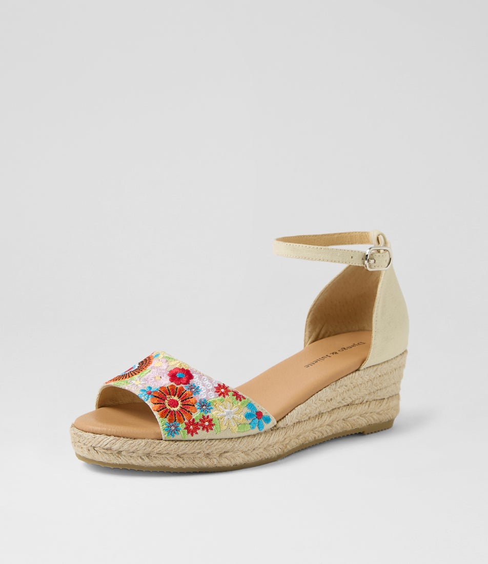 Silia Flower Embroidery Multi Sandals