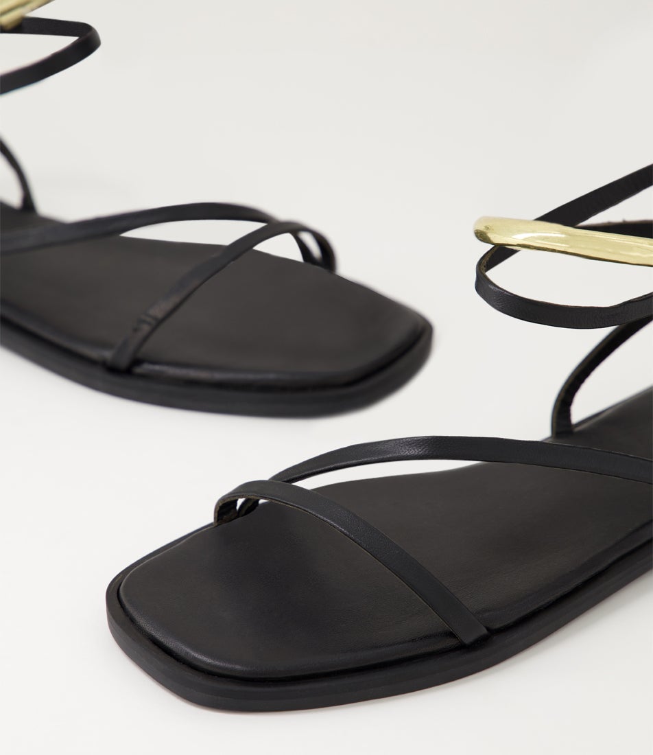 Jimena Black Leather Sandals