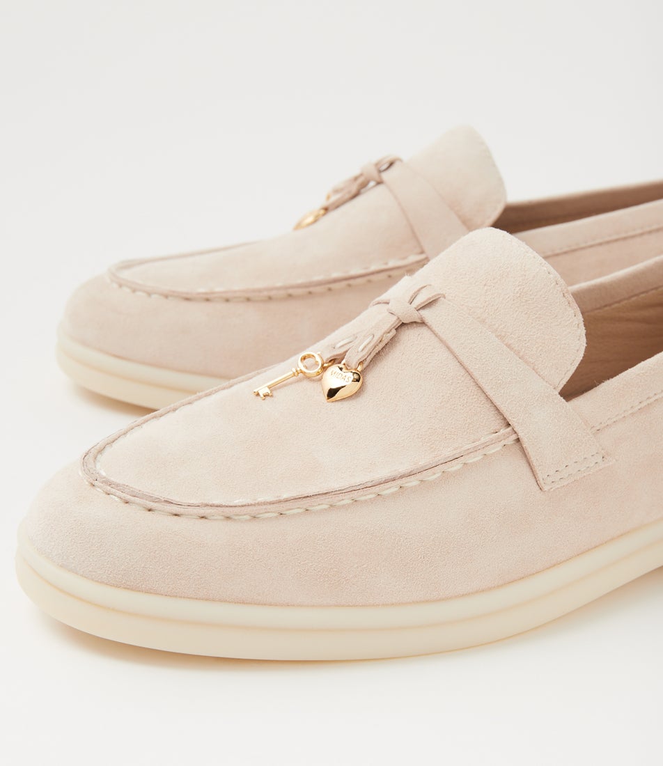 Lydon Beige Suede Loafers