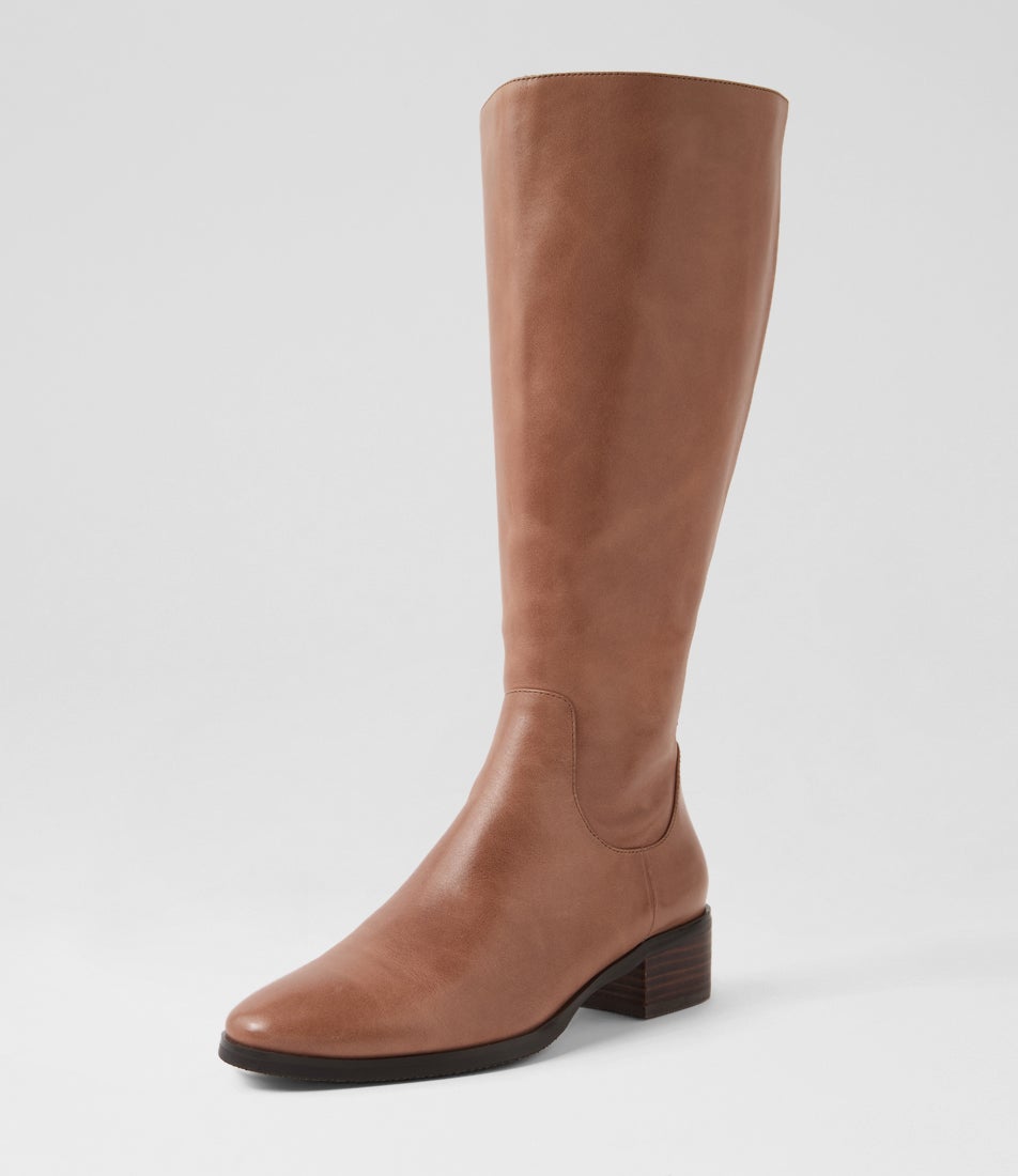 Tanks New Cognac Leather Suede Knee High Boots