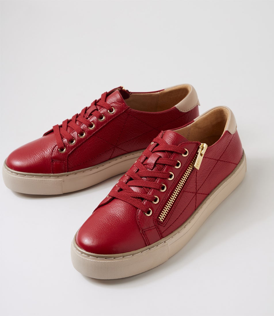 Pryor Xf Dark Red Almond Leather Sneakers