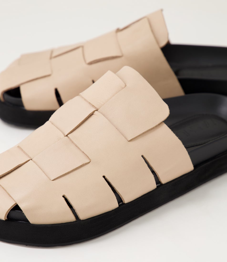 Dune Oyster Leather Mules