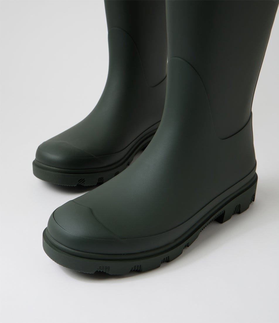 Downpour Tall Dark Olive Rubber Knee High Boots