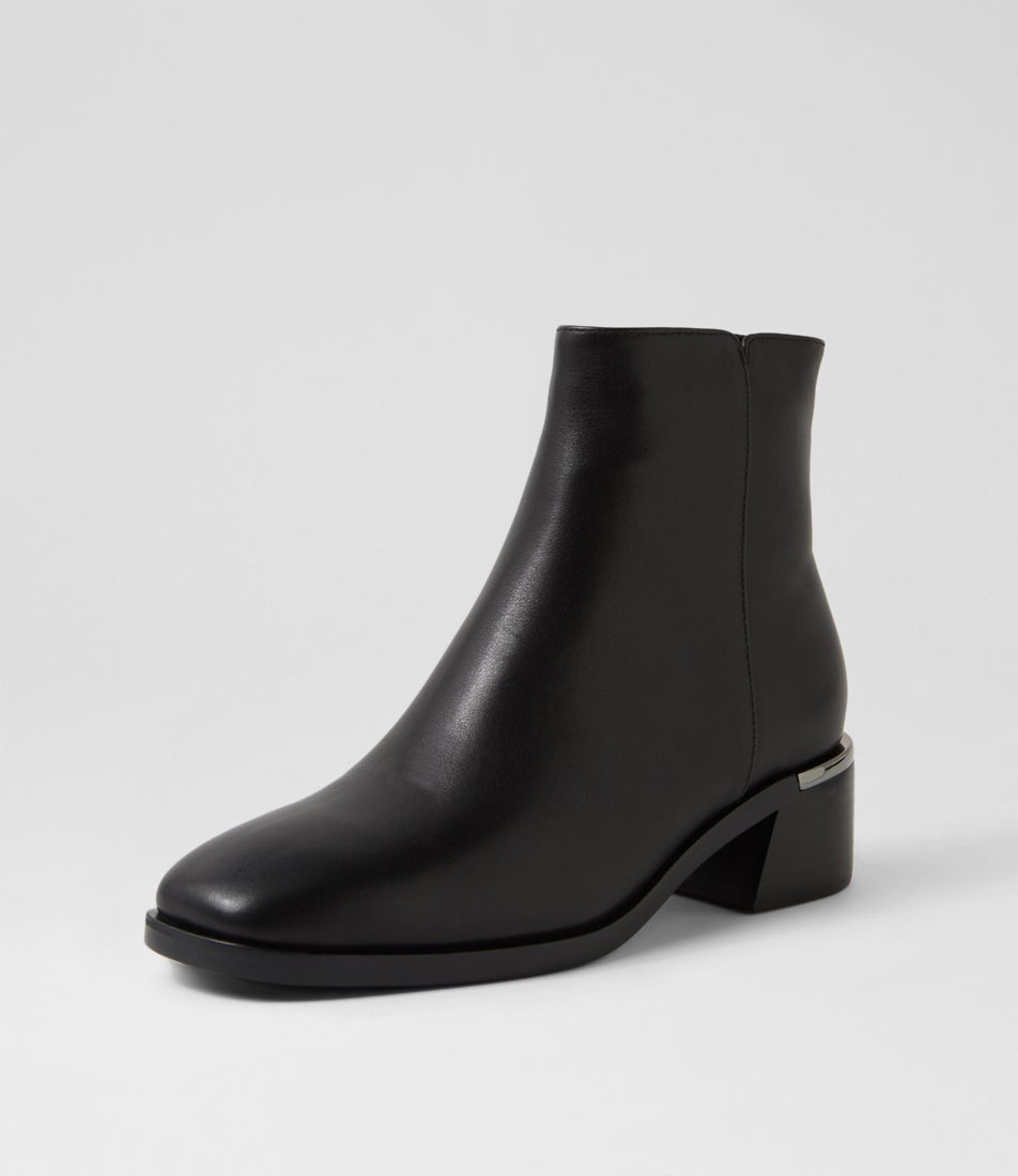 Symphony Black Leather Ankle Boots
