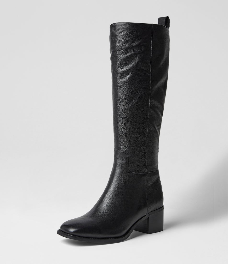 Amies Black Leather Knee High Boots