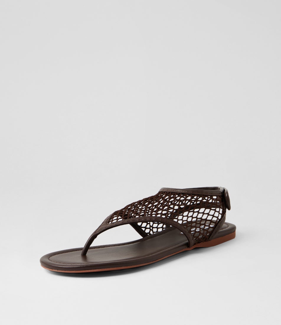Nika Chocolate Mesh Leather Thongs