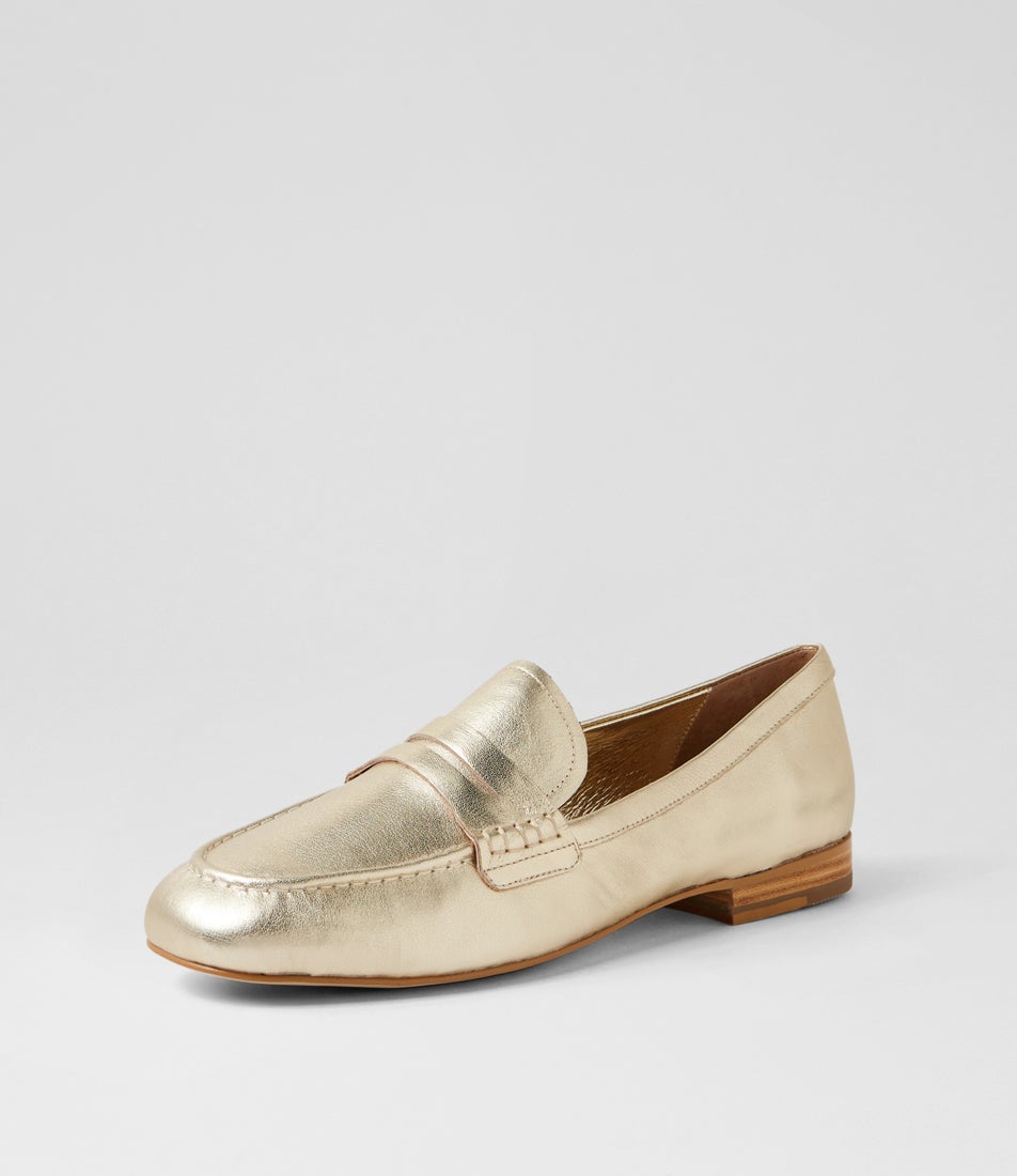 Deline Xw Pale Gold Leather Flat Shoes