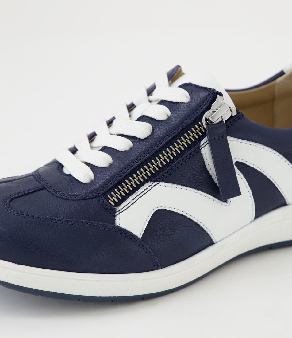 Abigalie D Ocean White Leather Sneakers