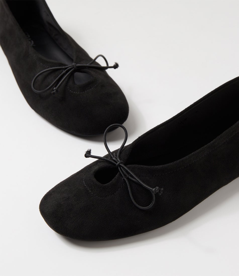 Alta Black Microsuede Ballet Flats