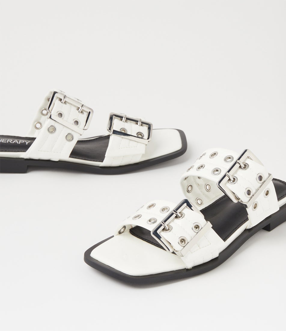 Ego White Patent Pu Slides