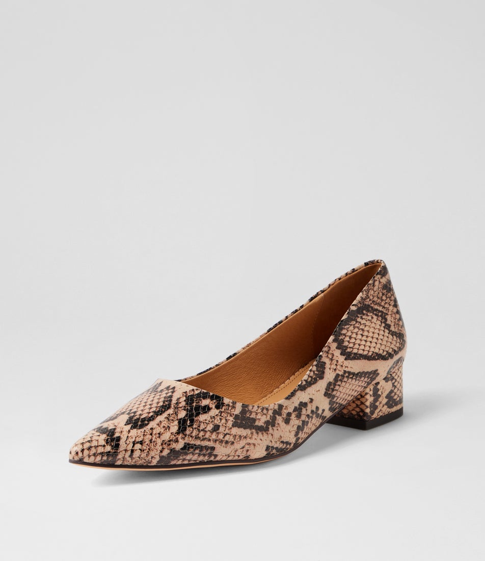 Thego Brown Snake Leather Heels