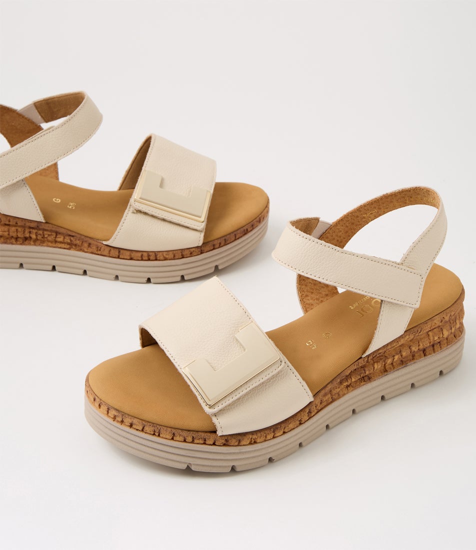 Ebony Creme Leather Sandals