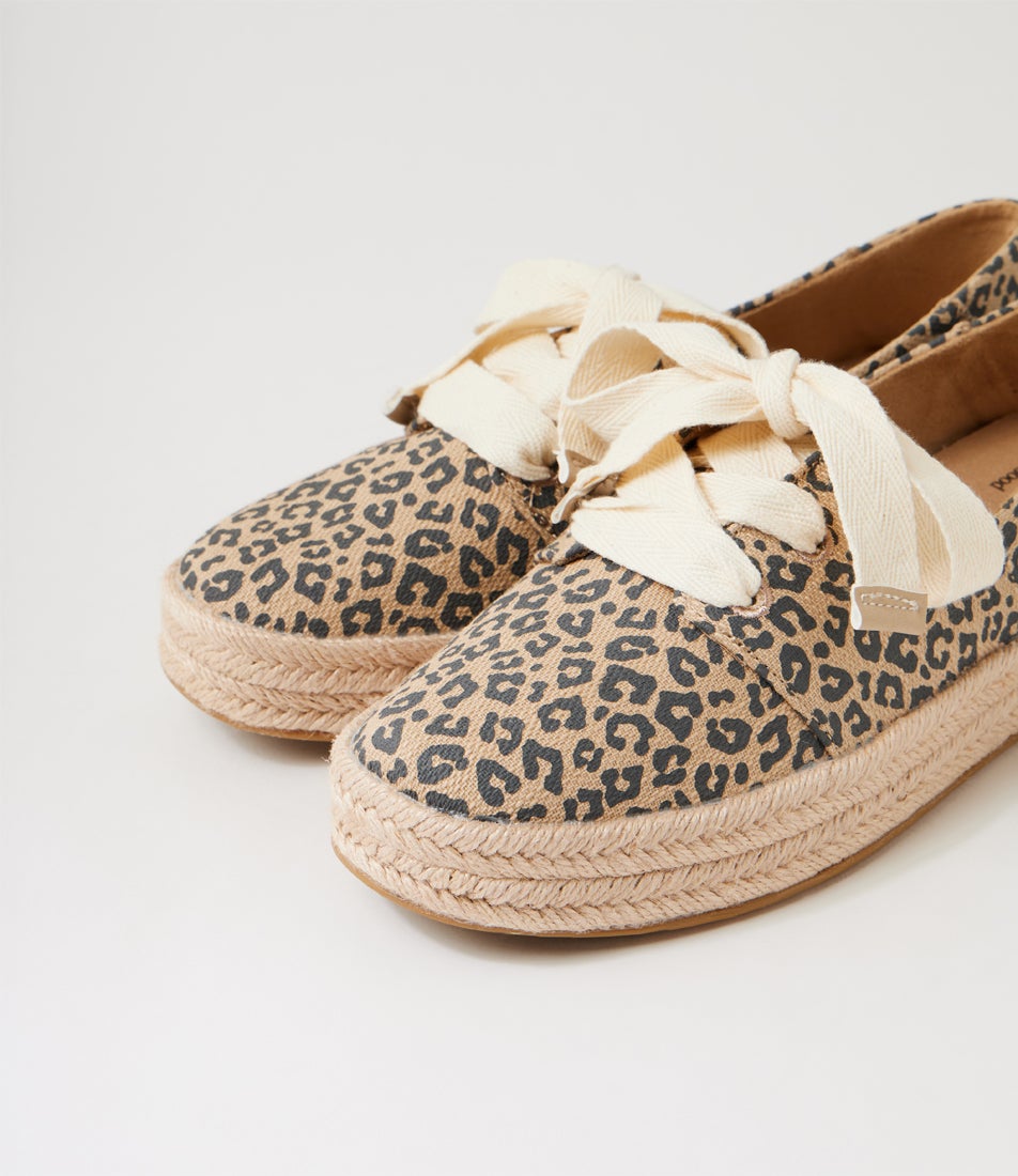 Carolina Oatmeal Leopard Spots Canvas Flat Shoes