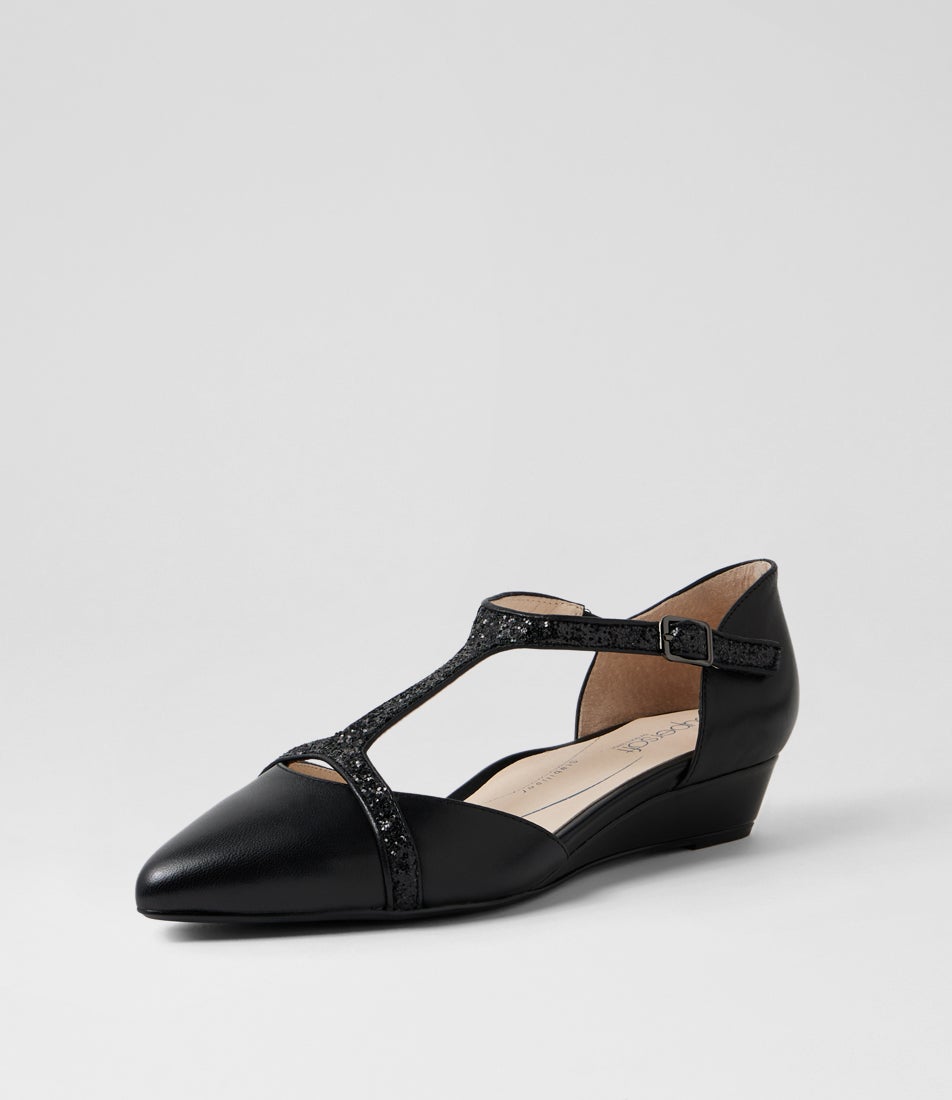 Ember Black Leather Heels