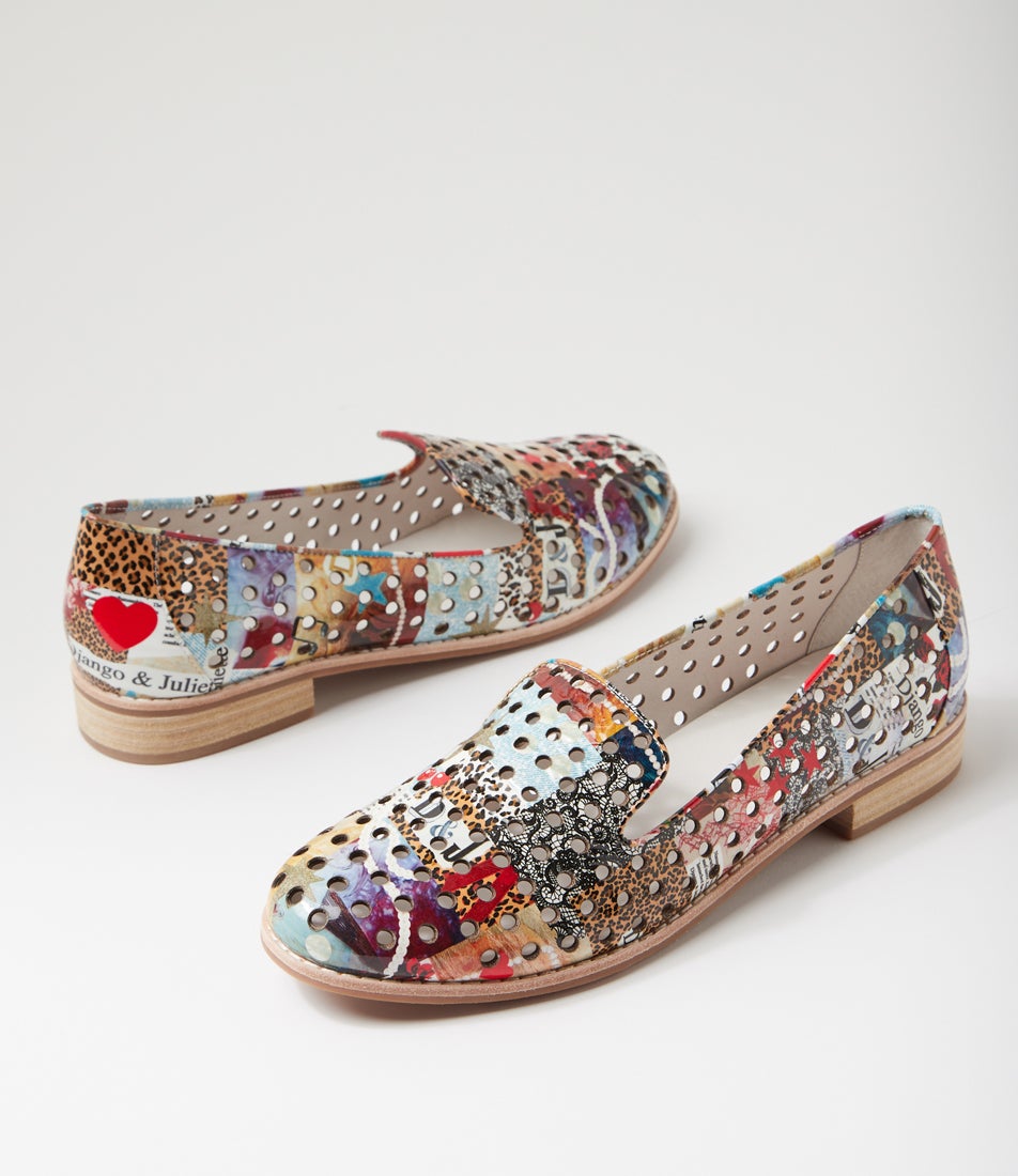 Ariah Collage Print Patent Leather Loafers