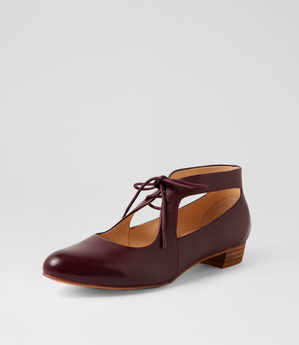 Ewing Burgundy Leather Lace Up Flats