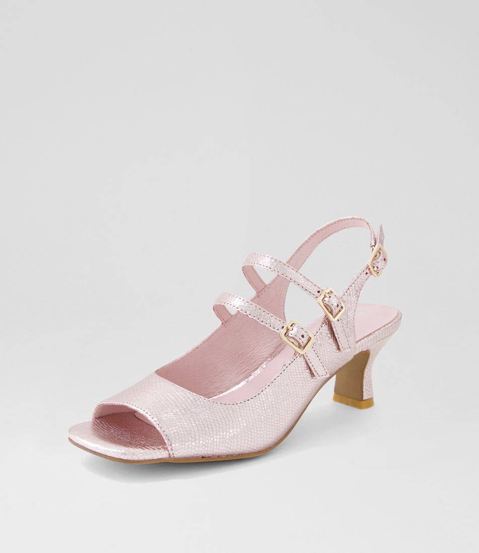 Umill Rose Gold Pebble Leather Sandals