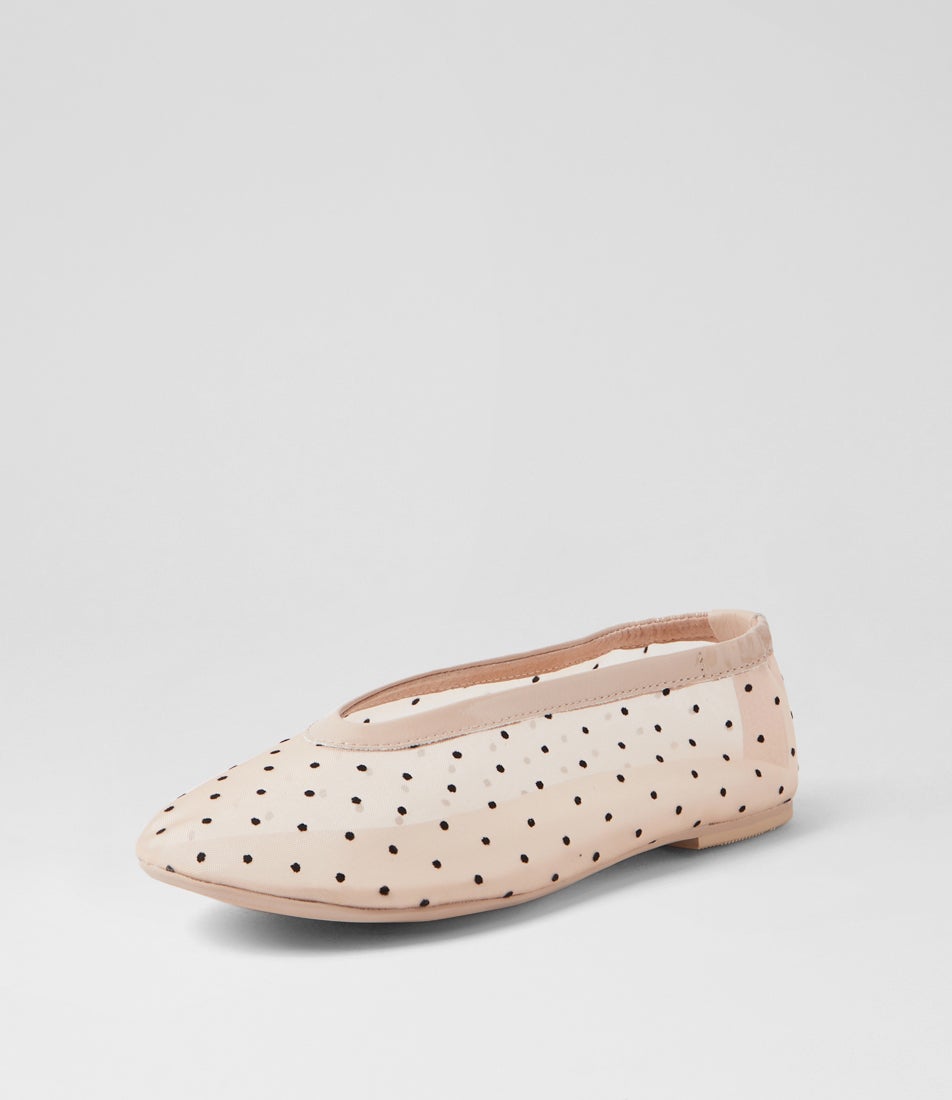 Zurich Beige Spot Mesh Ballet Flats
