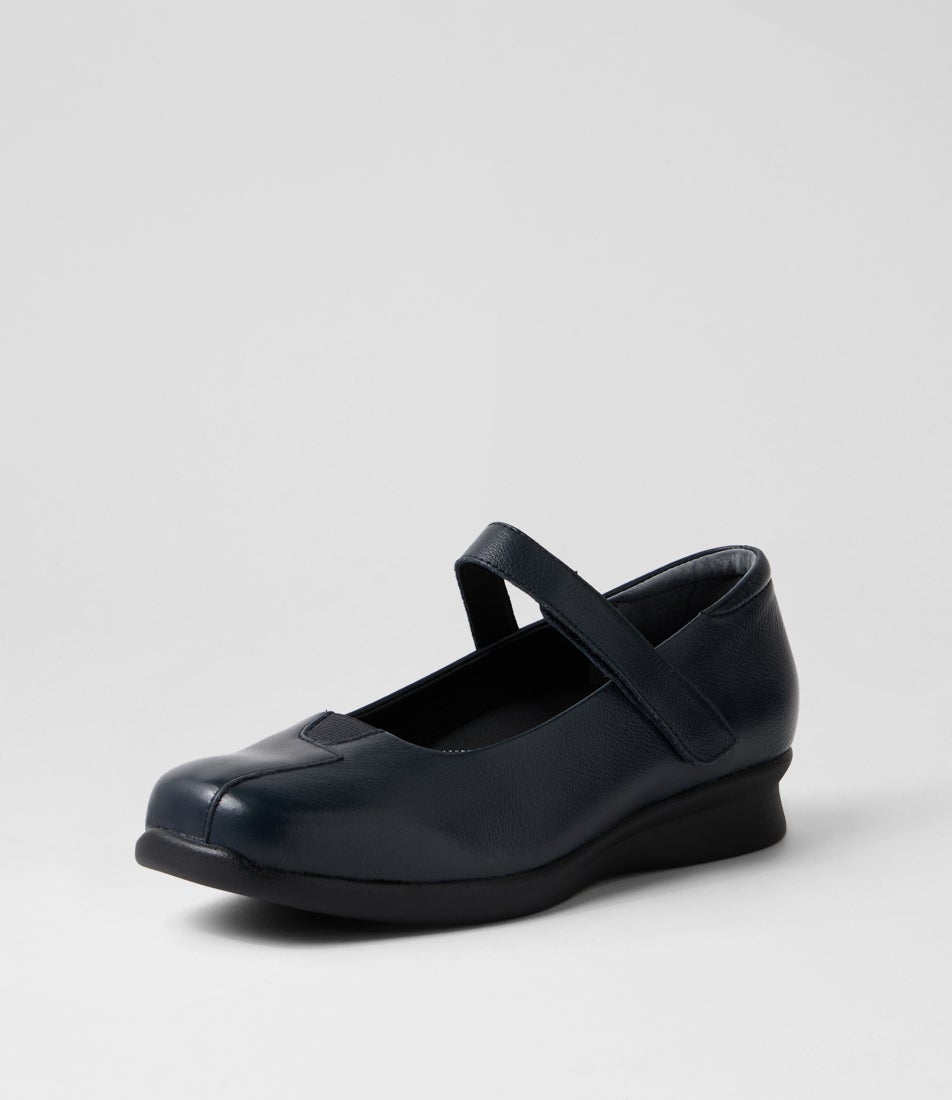 Rhapsody W Dark Navy Leather Flat Shoes Rhapsody W Dark Navy Leather Flat Shoes