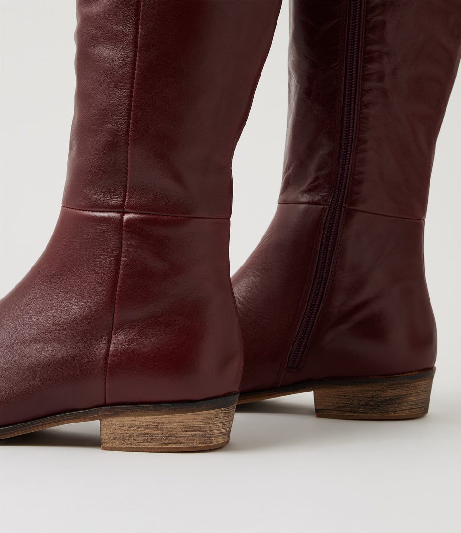 Strath Burgundy Leather Knee High Boots