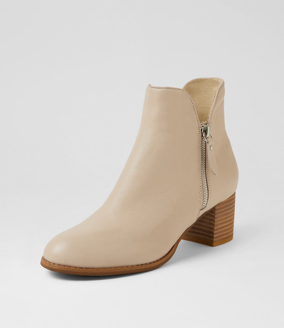 Shiannely Vanilla Leather Ankle Boots
