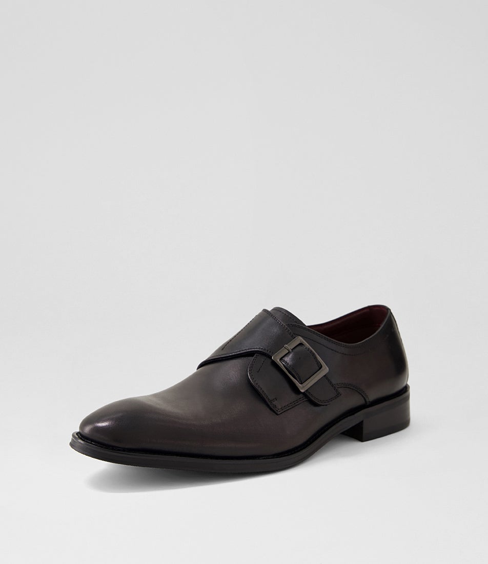 Burwood Black Leather Flat Shoes