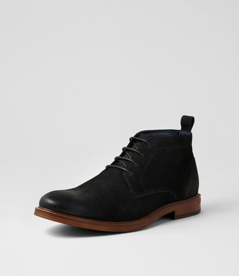 Uphold Black Nubuck Lace Up Boots