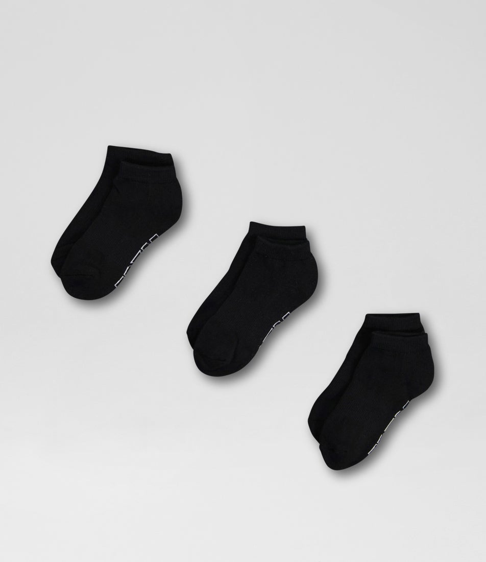Core 3 Pack Ankle Black Cotton Socks