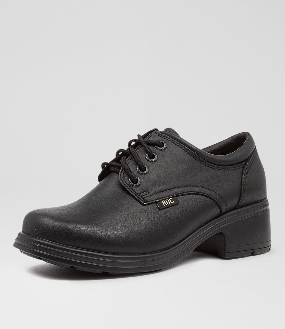 Dakota Senior Black Leather Heeled School Shoes
