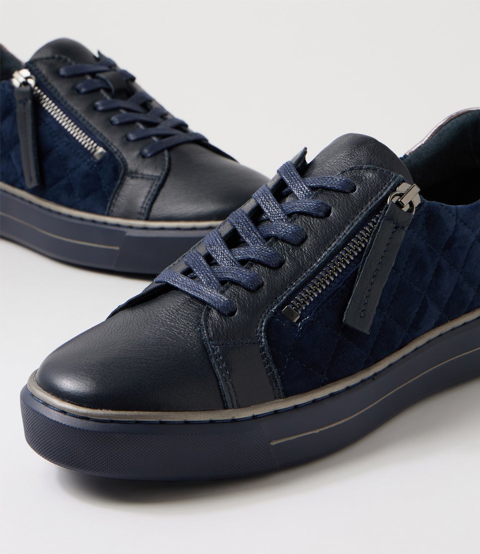 Kozie W Navy Leather Sneakers