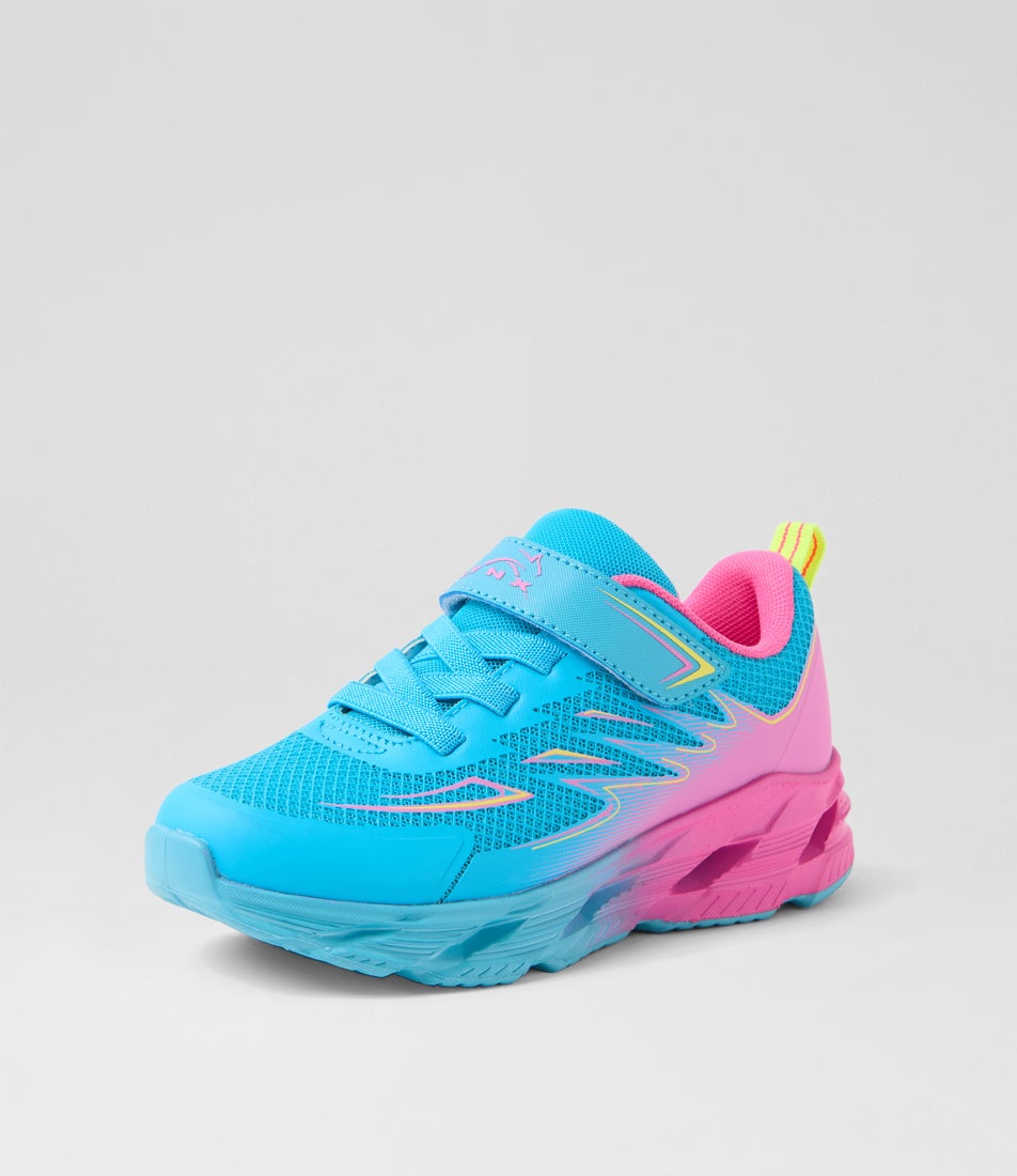 Slidder Junior Adjustable Blue Pink Mesh Sneakers