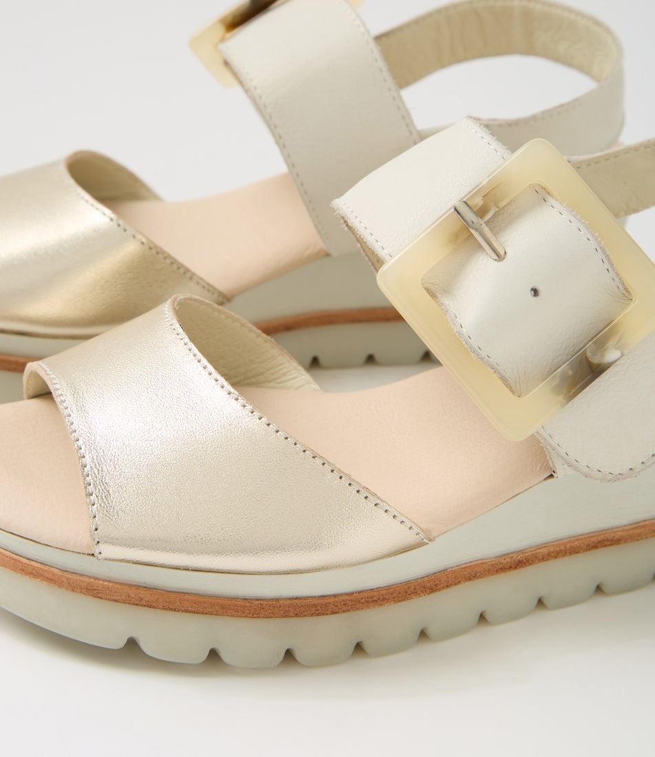 Wacie Pale Gold Ivory Leather Sandals