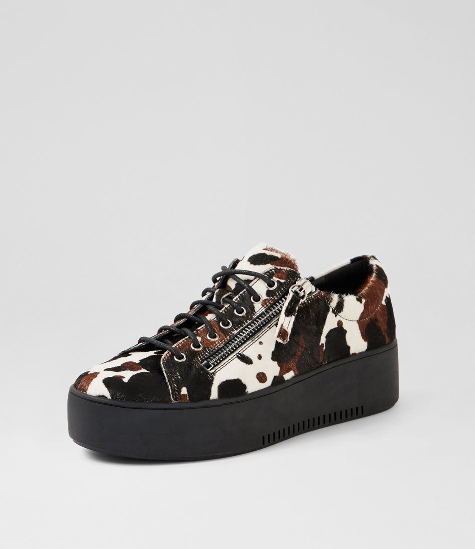 Wolfie Black Choc Cow Black Pony Sneakers