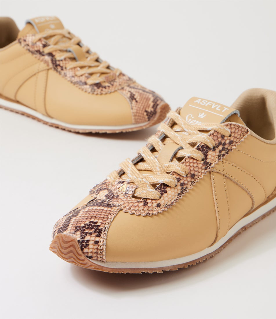 Sienna Worn Sand Snake Leather Sneakers