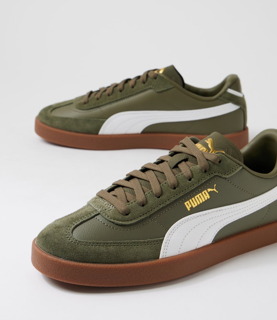 Puma Club 2 Era W Loden Green White Leather Sneakers