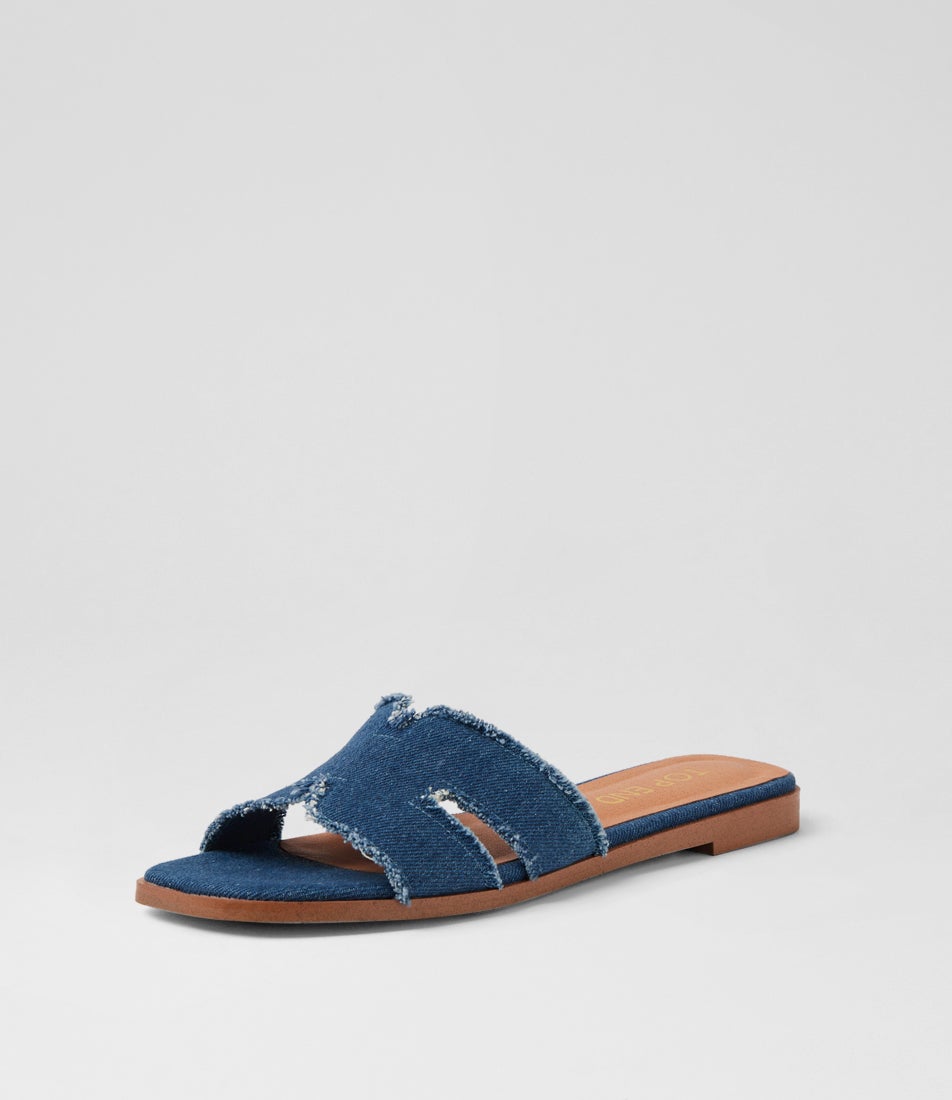 Lennox Dark Denim Fabric Slides