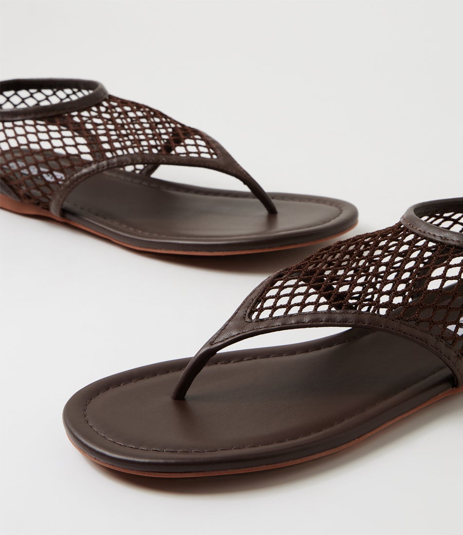 Nika Chocolate Mesh Leather Thongs