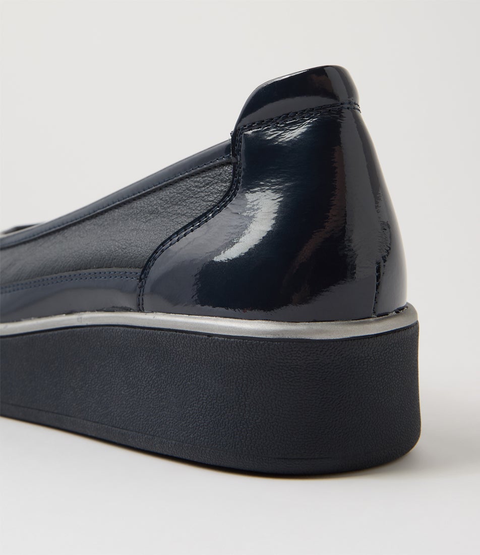 Zillay W Navy Patent Leather Flat Shoes