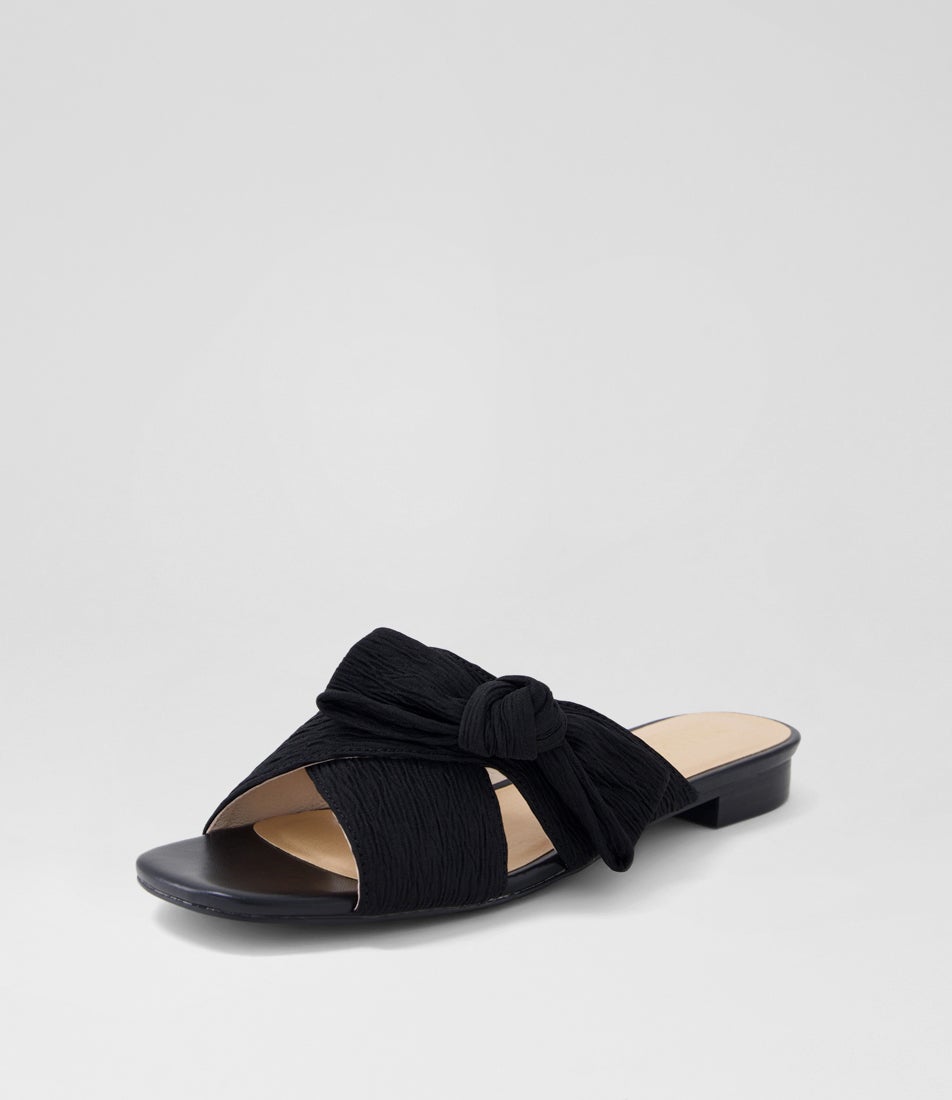 Olivia 2 Black Leather Slides