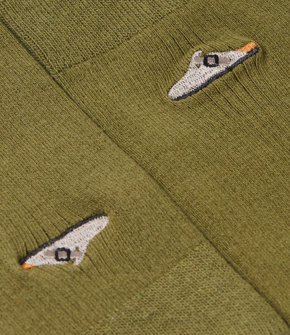 Cotton Ribbed Green Socks