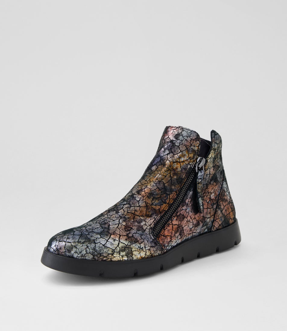 Mohme W Copper Desert Print Leather Ankle Boots