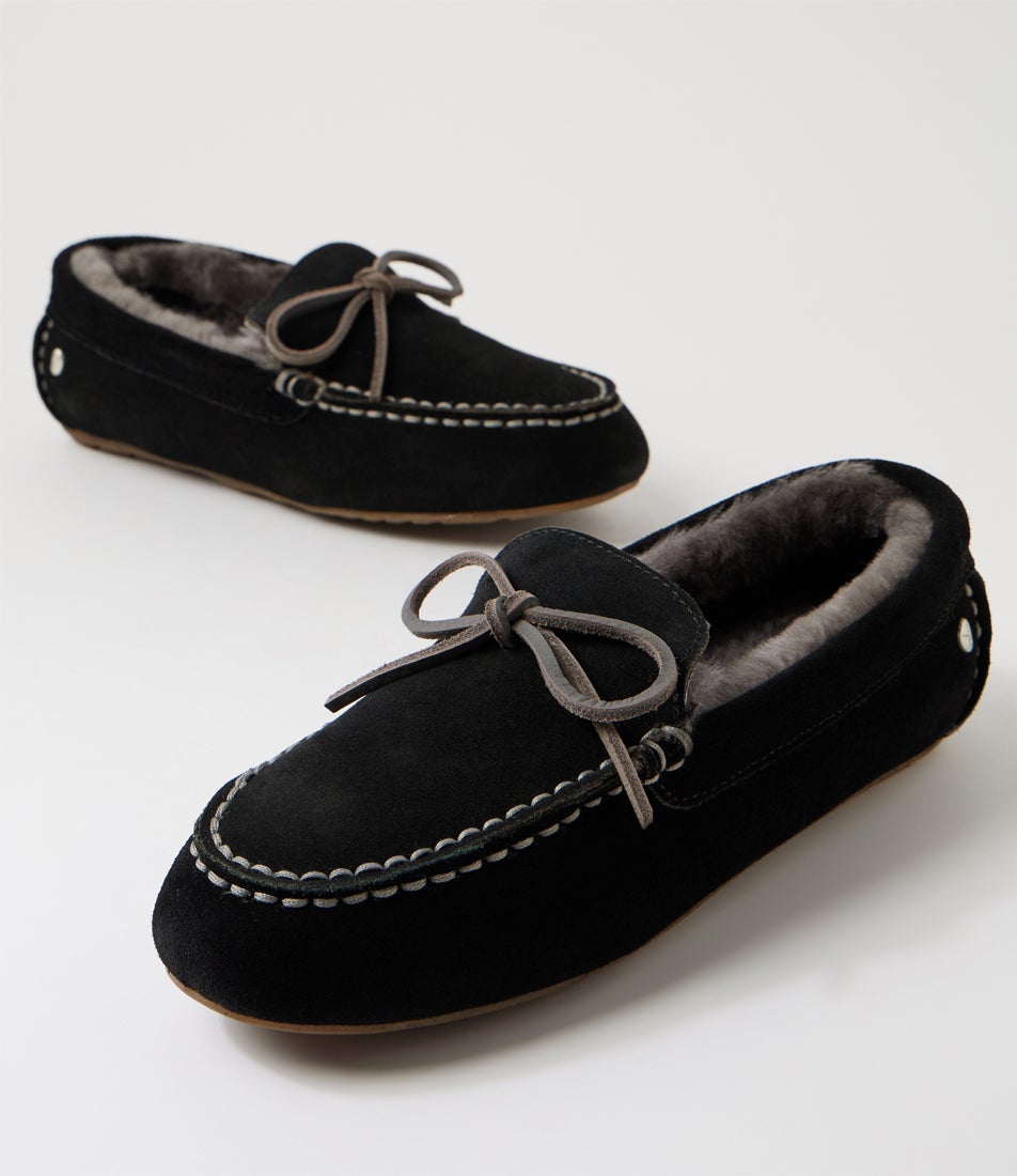 Sandrine Black Suede Slippers
