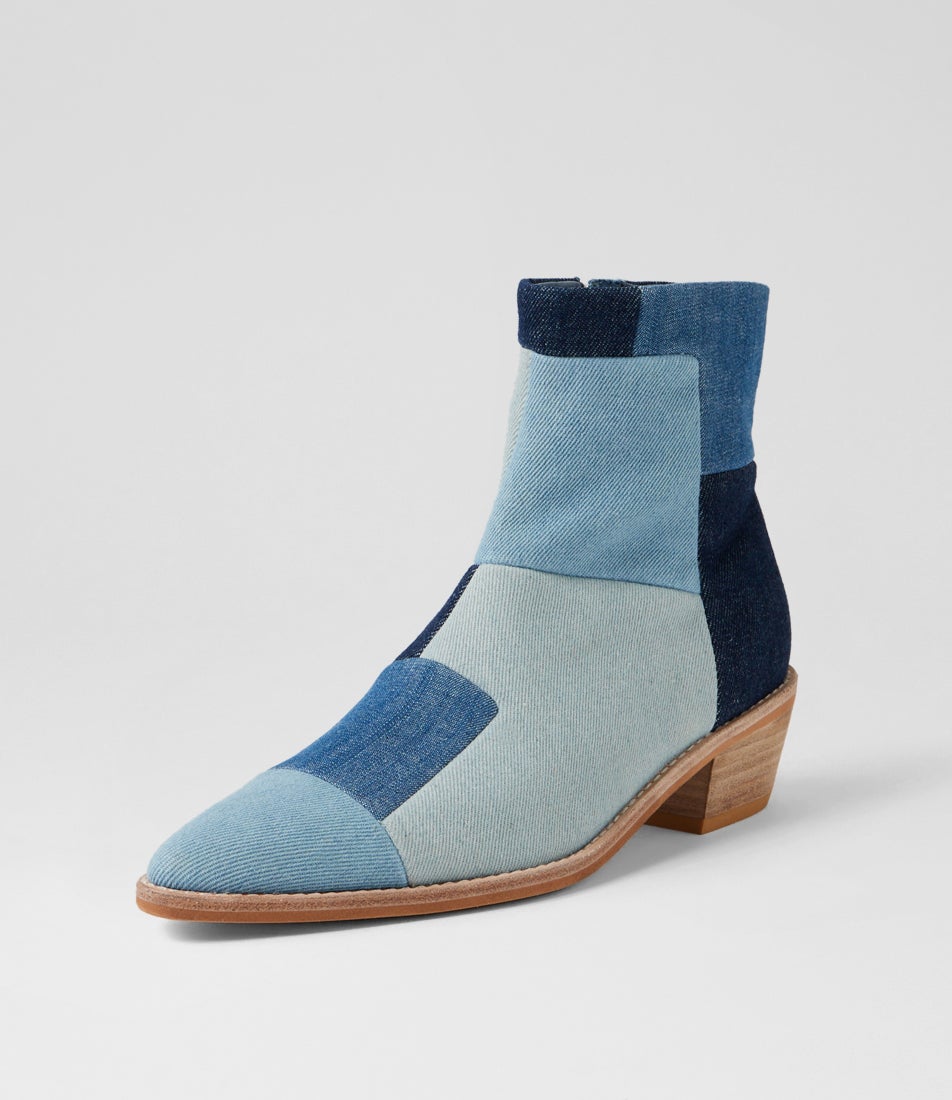 Devales Denim Multi Fabric Ankle Boots