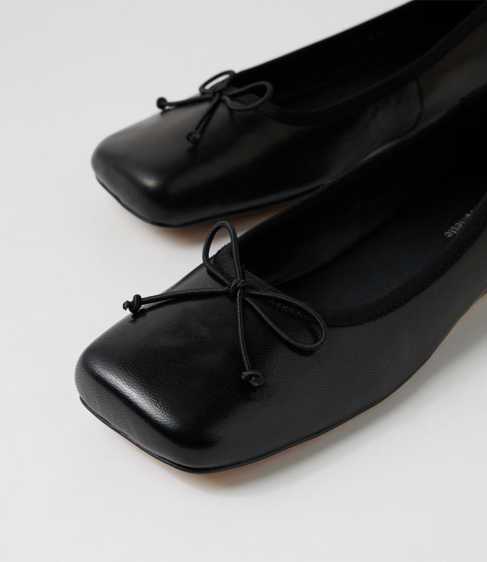 Affa Black Polish Leather Ballet Flats